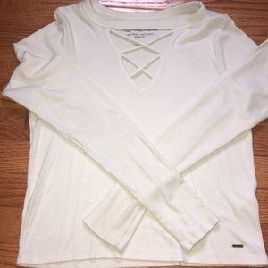 White Cut open crop top